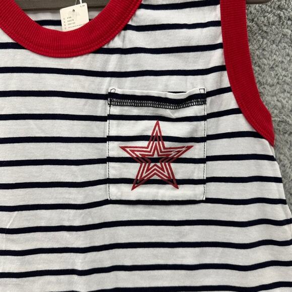 Anthropologie Sundrey NWT XS Optic White With Navy Stripe Tank Star Pocket Red - Picture 7 of 9